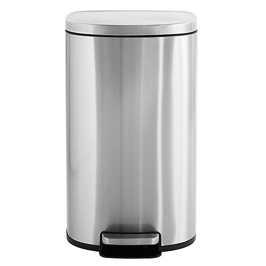 Alternate image 1 for Squared Away™ Stainless Steel 45-Liter Slim Soft Rectangle Step-On Trash Can