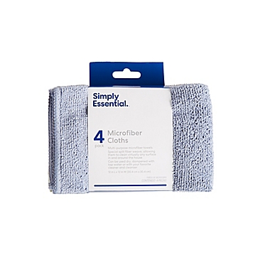 Simply Essential&trade; 4-Pack Microfiber Cloth in Black/Blue. View a larger version of this product image.
