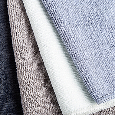 Simply Essential&trade; 4-Pack Microfiber Cloth in Black/Blue. View a larger version of this product image.