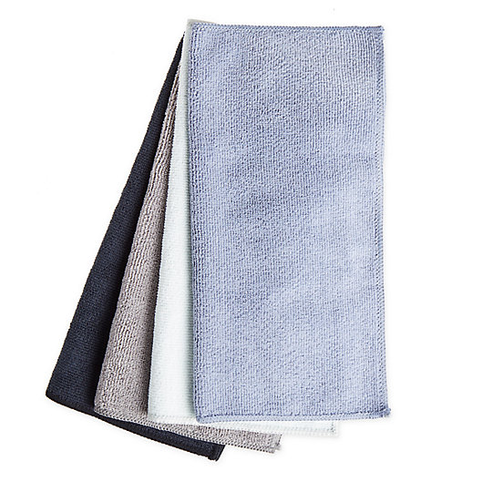 Alternate image 1 for Simply Essential™ 4-Pack Microfiber Cloth in Black/Blue