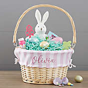 Everly Stripes Wicker Easter Basket with Drop-Down Handle