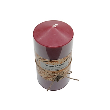 Harvest Unscented Medium Pillar Candle in Red. View a larger version of this product image.