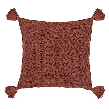 Bee &amp; Willow&trade; Cozy Knit Tassel Square Throw Pillow in Rose. View a larger version of this product image.