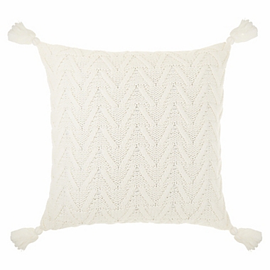 Bee &amp; Willow&trade; Cozy Knit Tassel Square Throw Pillow in Ivory. View a larger version of this product image.