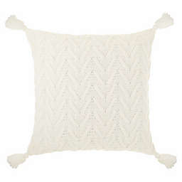Bee & Willow™ Cozy Knit Tassel Square Throw Pillow in Ivory