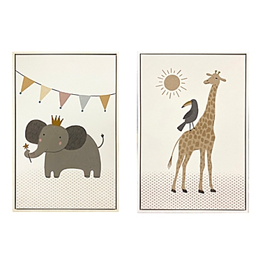 Marmalade&trade; Elephant & Giraffe 20-Inch x 30-Inch Framed Canvas Art (Set of 2). View a larger version of this product image.