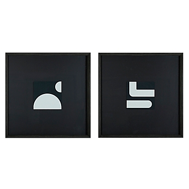Black &amp; White Shapes 30-Inch x 30-Inch Framed Art Prints (Set of 2). View a larger version of this product image.