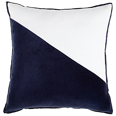Studio 3B&trade; Velvet Colorblock Square Throw Pillow in Natural/Navy. View a larger version of this product image.