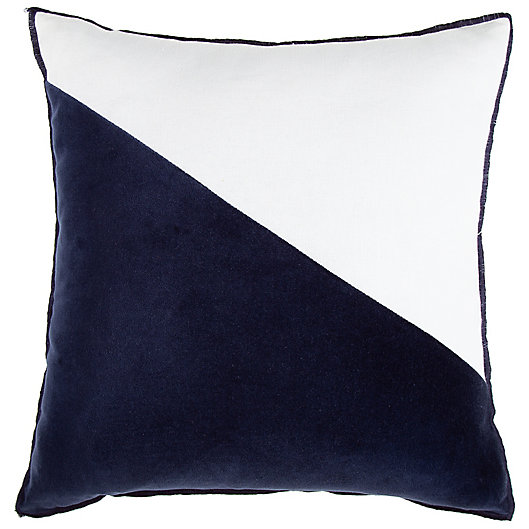 Alternate image 1 for Studio 3B™ Velvet Colorblock Square Throw Pillow in Natural/Navy