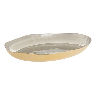 Studio 3B&trade; Medium Hammered Oval Serving Tray in Mirror/Gold. View a larger version of this product image.