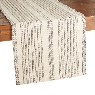 Our Table&trade; Tonal Textured Stripe Table Runner in Natural/Black