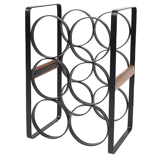 Alternate image 1 for Our Table™ 6-Bottle Wood and Metal Wine Rack in Black