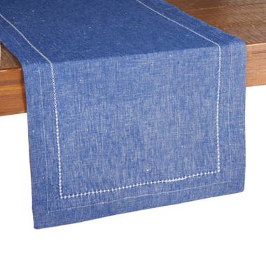 Our Table&trade; Hemstitch 90-Inch Table Runner in Sodalite Blue. View a larger version of this product image.