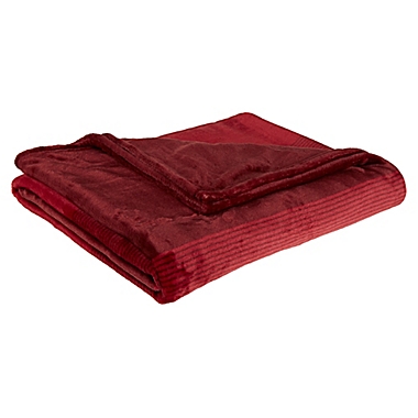 Simply Essentials&trade; Plush Printed Stripe Throw Blanket in Red. View a larger version of this product image.