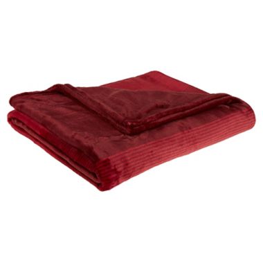 Simply Essentials&trade; Plush Printed Stripe Throw Blanket in Red. View a larger version of this product image.