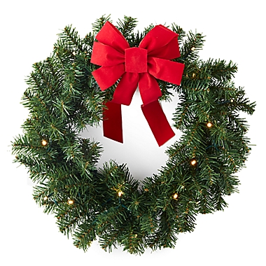 H for Happy&trade; Classic Faux Pre-Lit LED Christmas Wreaths in Green (Set of 3). View a larger version of this product image.