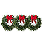 Alternate image 0 for H for Happy&trade; Classic Faux Pre-Lit LED Christmas Wreaths in Green (Set of 3)
