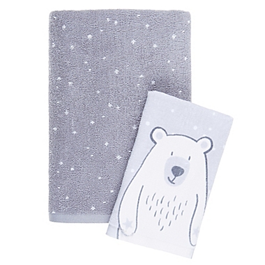 Marmalade&trade; Polar Bear 2-Piece Towel Set in Grey/Snow. View a larger version of this product image.