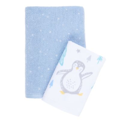 Marmalade&trade; Penguin 2-Piece Bath Towel Set in Blue/Snow