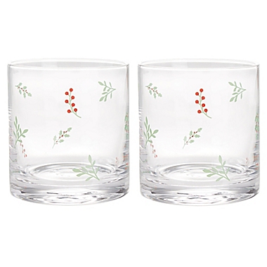 Bee &amp; Willow&trade; Holly Leaf Double Old Fashioned Glasses (Set of 2). View a larger version of this product image.