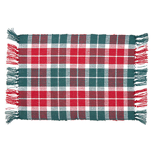 Alternate image 1 for Bee & Willow™ Christmas Fringe Plaid Placemat in Red/Green