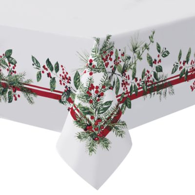 Bee &amp; Willow&trade; Holiday Berries 60-Inch x 144-Inch Oblong Tablecloth in White/Red
