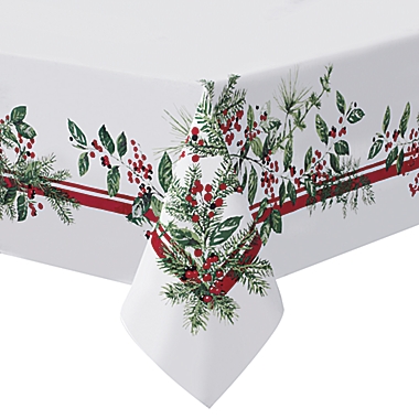 Bee &amp; Willow&trade; Holiday Berries 60-Inch x 120-Inch Oblong Tablecloth in White/Red. View a larger version of this product image.
