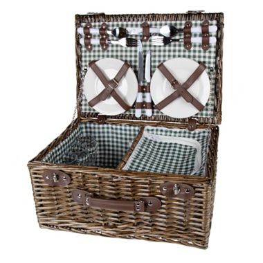 Bee &amp; Willow&trade; Picnic Basket with Service for 4 in Grey. View a larger version of this product image.