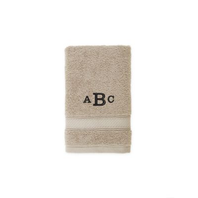 Nestwell&trade; Hygro Monogram Cotton Solid Hand Towel in Feather Grey