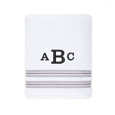 Nestwell&trade; Hygro Fashion Stripe Monogram Bath Towel in Dapper Lilac
