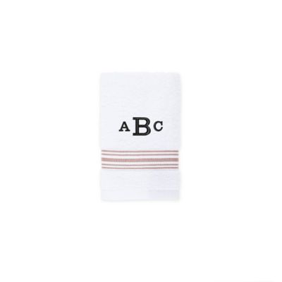 Nestwell&trade; Hygro Fashion Stripe Monogram Washcloth in Fawn Mauve