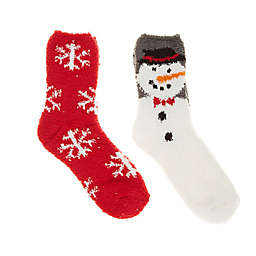 Winter Wonderland Snowman/Snowflake Socks in White (Set of 2)