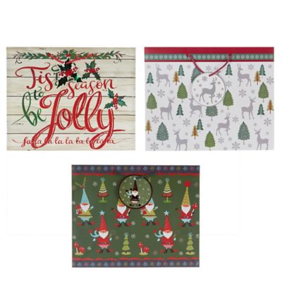 3-Pack Large Wide Gusset Holiday Gift Bags