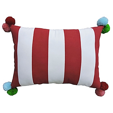 H for Happy&trade; Striped Oblong Christmas Throw Pillow in Red. View a larger version of this product image.