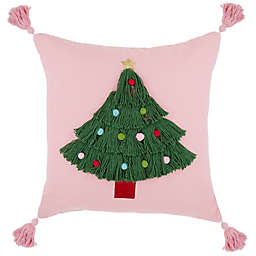 H for Happy™ Beaded Tassel Tree Christmas Square Throw Pillow in Pink