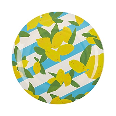 H for Happy&trade; Lemon Stripe Melamine Dinner Plate. View a larger version of this product image.