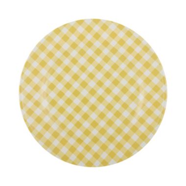 Bee &amp; Willow&trade; Gingham Melamine and Bamboo Dinner Plate in Yellow. View a larger version of this product image.