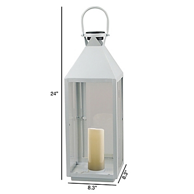 Everhome&trade; 24-Inch Large Solar Metal Outdoor Lantern in White. View a larger version of this product image.