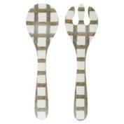 Plaid Melamine and Bamboo 2-Piece Salad Server Set in Green