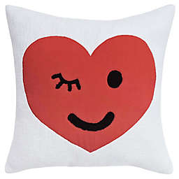 H for Happy&trade; Valentine&#39;s Day Winky Face Square Throw Pillow in Red