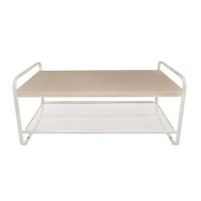 Squared Away&trade; 2-Tier Wood and Metal Shoe Rack in Blond/Coconut Milk