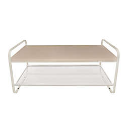 Squared Away™ 2-Tier Wood and Metal Shoe Rack in Blond/Coconut Milk