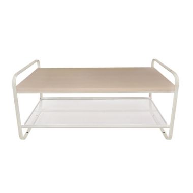 Squared Away&trade; 2-Tier Wood and Metal Shoe Rack in Blond/Coconut Milk. View a larger version of this product image.