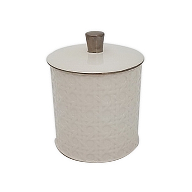 Everhome&trade; Cane Bath Jar with Lid in White. View a larger version of this product image.