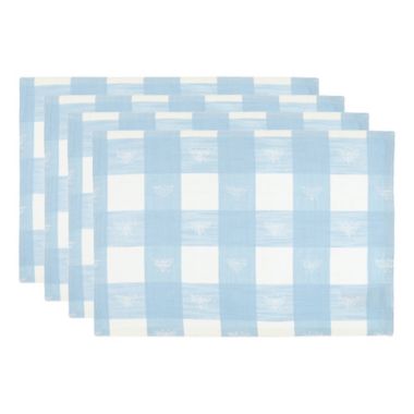 Bee &amp; Willow&trade; Gingham Bee Placemats in Skyway (Set of 4). View a larger version of this product image.