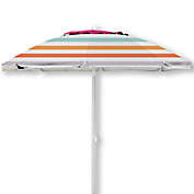 H for Happy&trade; 7-Foot Warm Stripes Beach Umbrella in Red