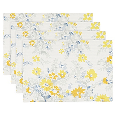 Bee &amp; Willow&trade; Daisy Floral Bouquet/Ticking Stripe Reversible Placemat (Set of 4). View a larger version of this product image.