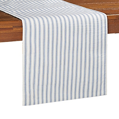 Bee &amp; Willow&trade; Daisy Floral Bouquet/Ticking Stripe 90-Inch Reversible Table Runner. View a larger version of this product image.
