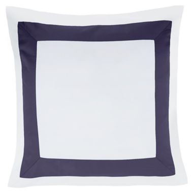 Everhome&trade; Emory Hotel Border European Pillow Sham in Navy. View a larger version of this product image.