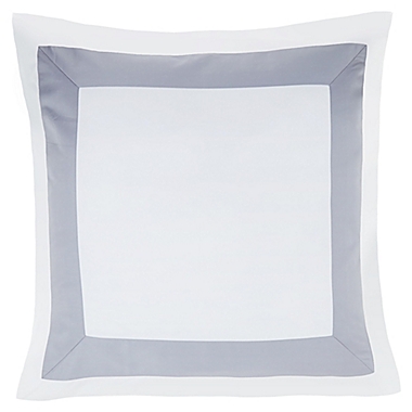 Everhome&trade; Emory Hotel Border European Pillow Sham in Grey. View a larger version of this product image.